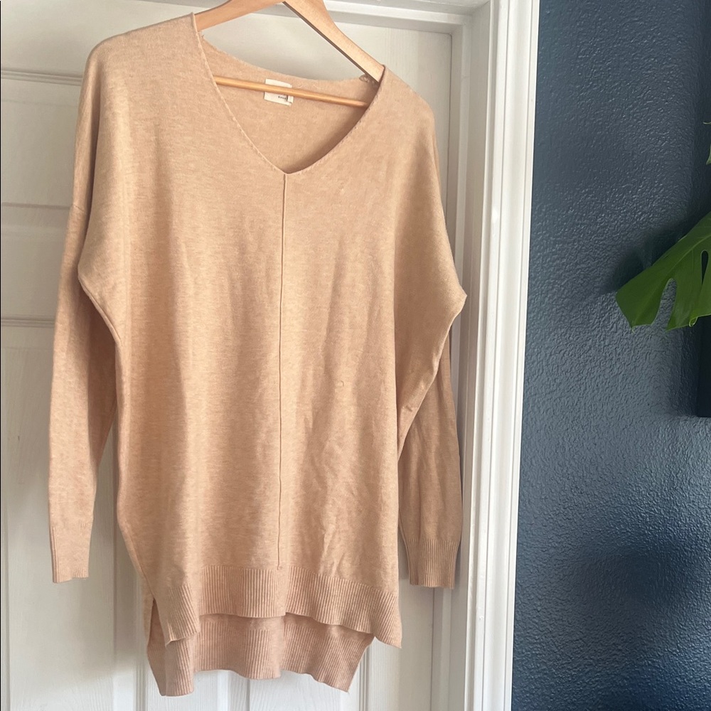 Elegant Beige V-Neck Sweater for Women